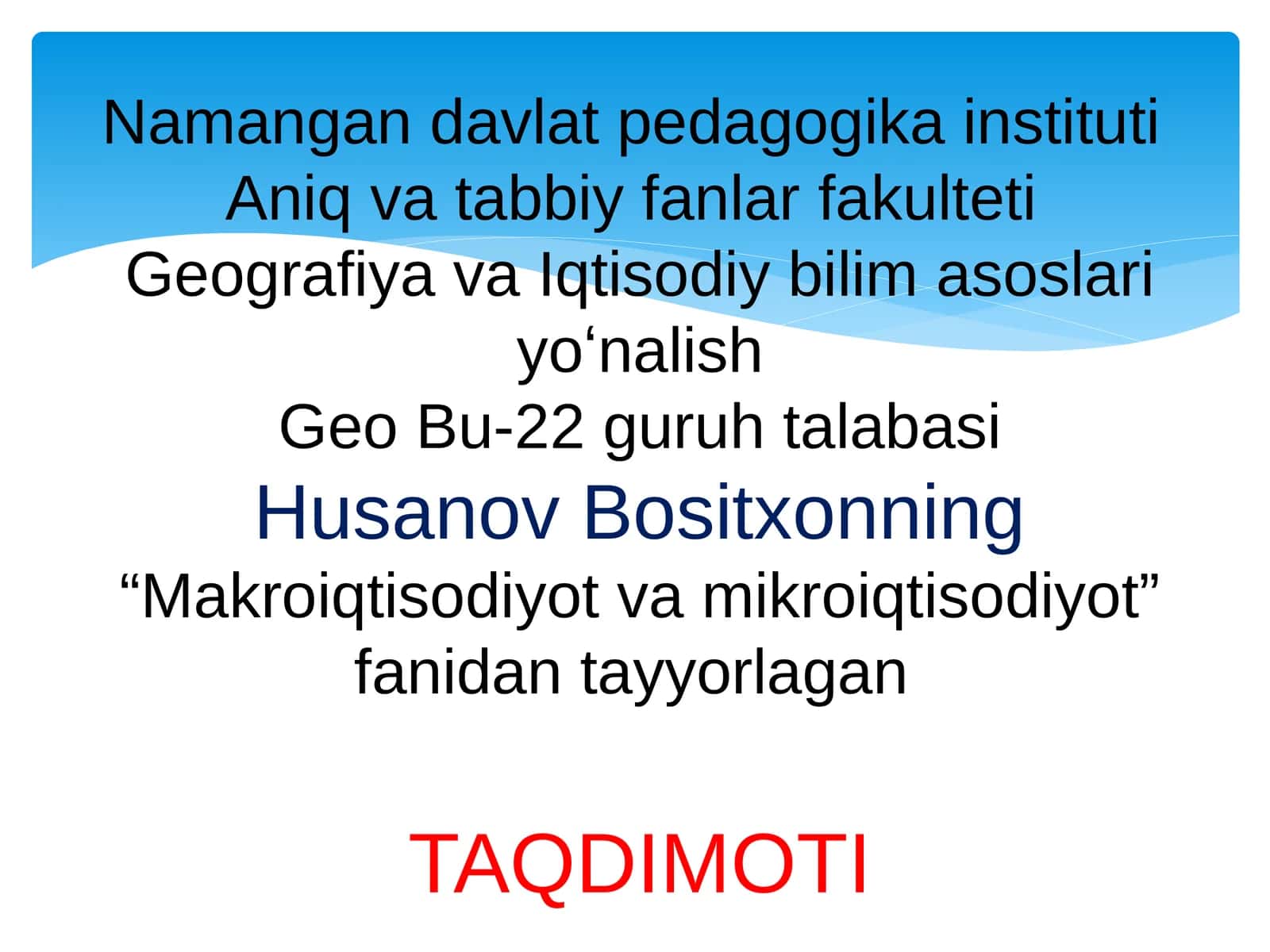 Ochiq iqtisodiyot va makroiqtisodiyot 1