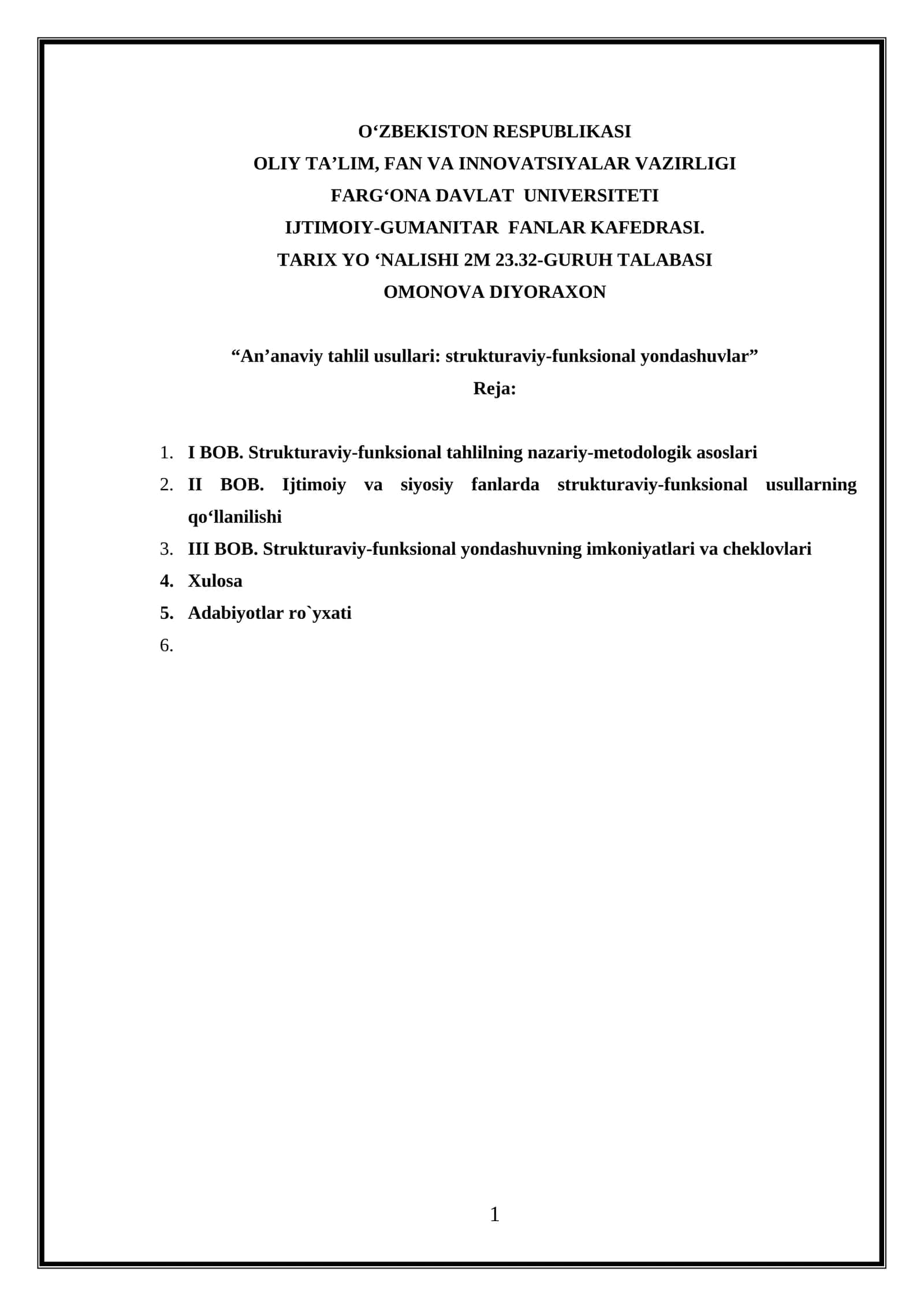 "An’anaviy tahlil usullari: strukturaviy-funksional yondashuvlar" 1