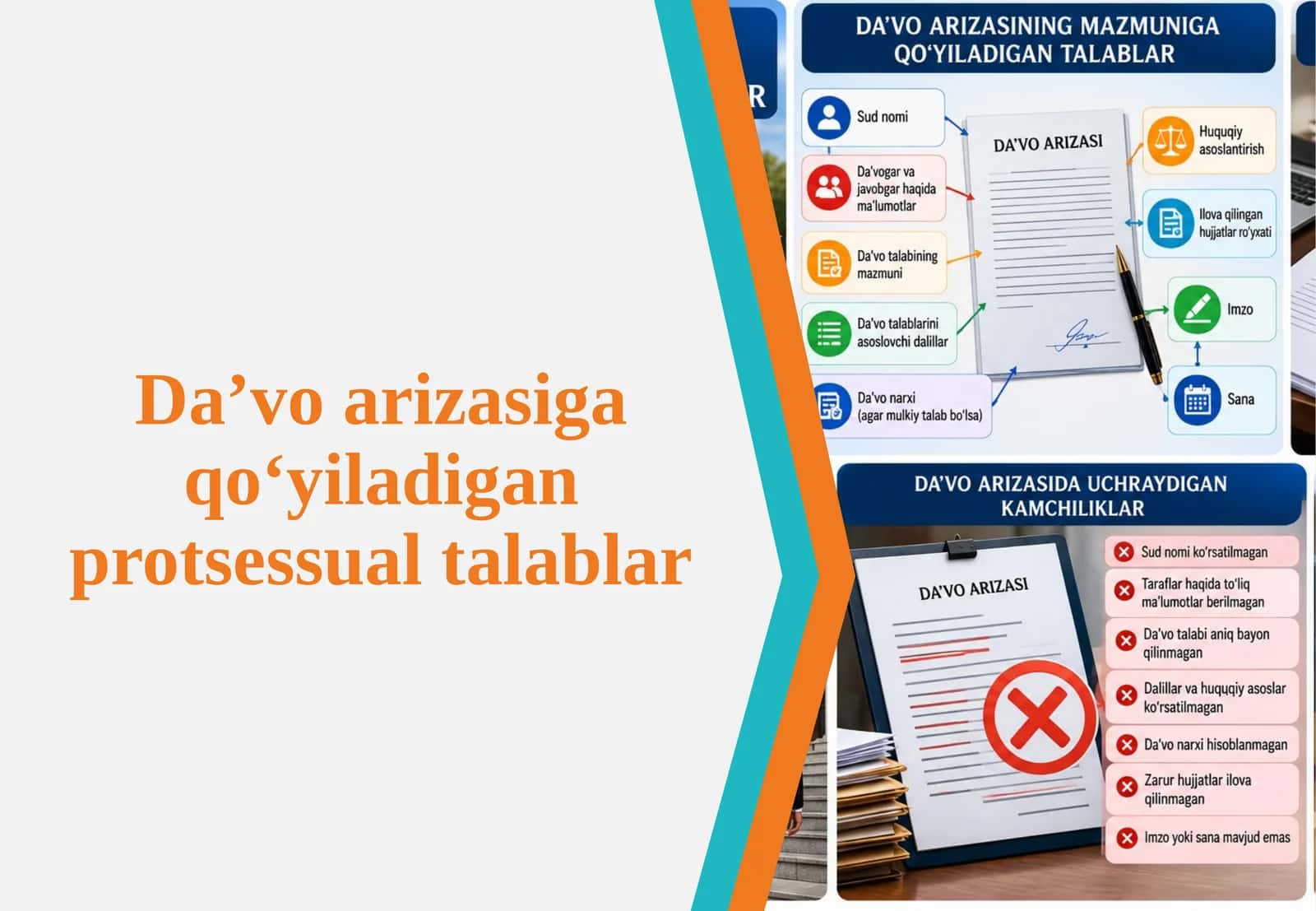 Da’vo arizasiga qo‘yiladigan protsessual talablar 1