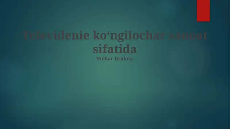Televidenie ko'ngilochar sanoat sifatida 1