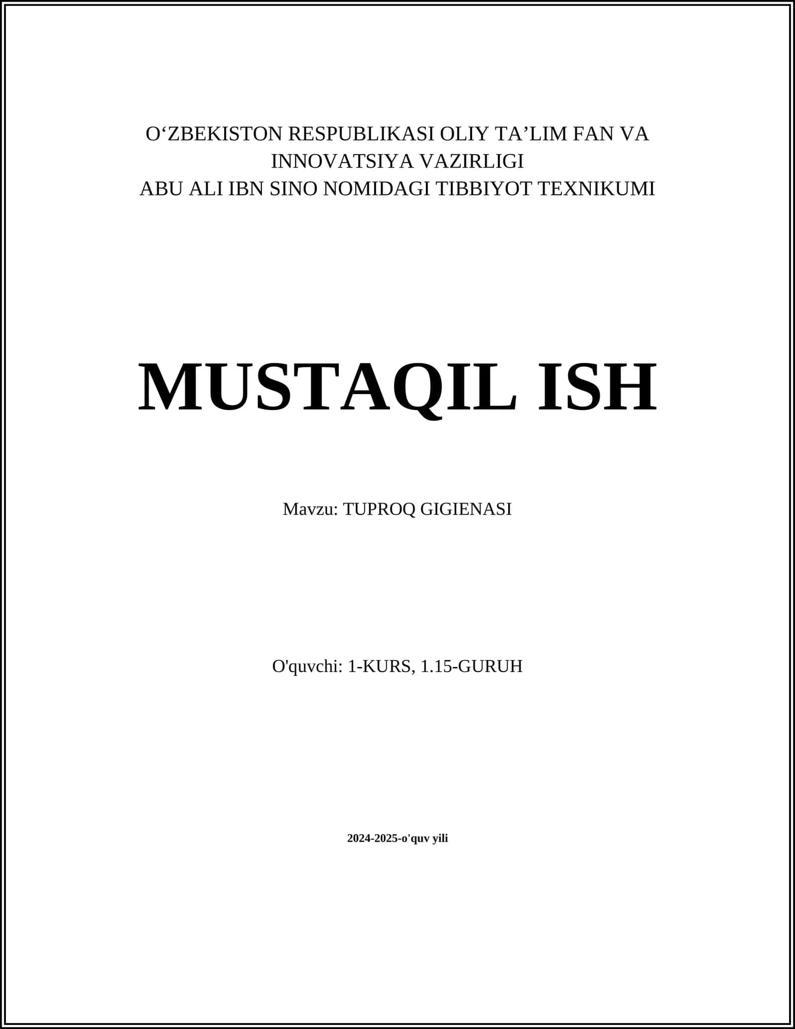 Tuproq Gigienasi 1