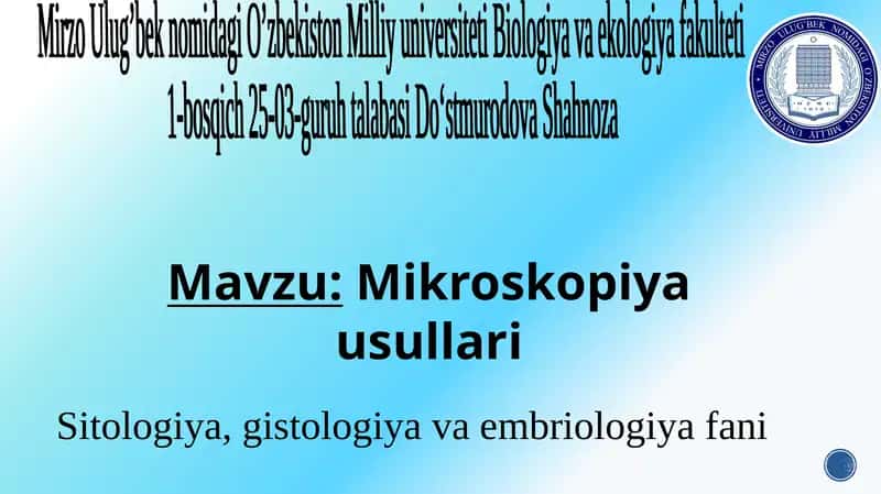Mikroskopiya usullari 1