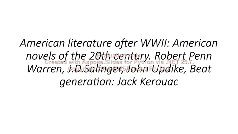 American literature after WWII 1