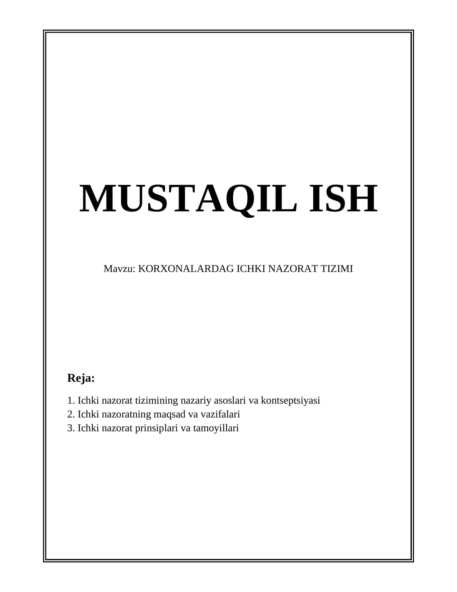 Korxonalardagi Ichki Nazorat Tizimi 1