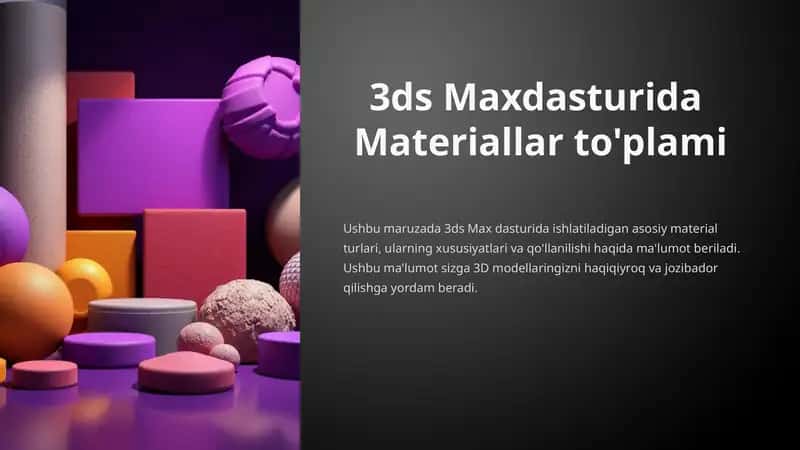 3ds Maxdasturida  Materiallar to'plami 1