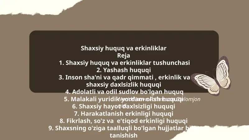 Shaxsiy huquq va erkinliklar 1