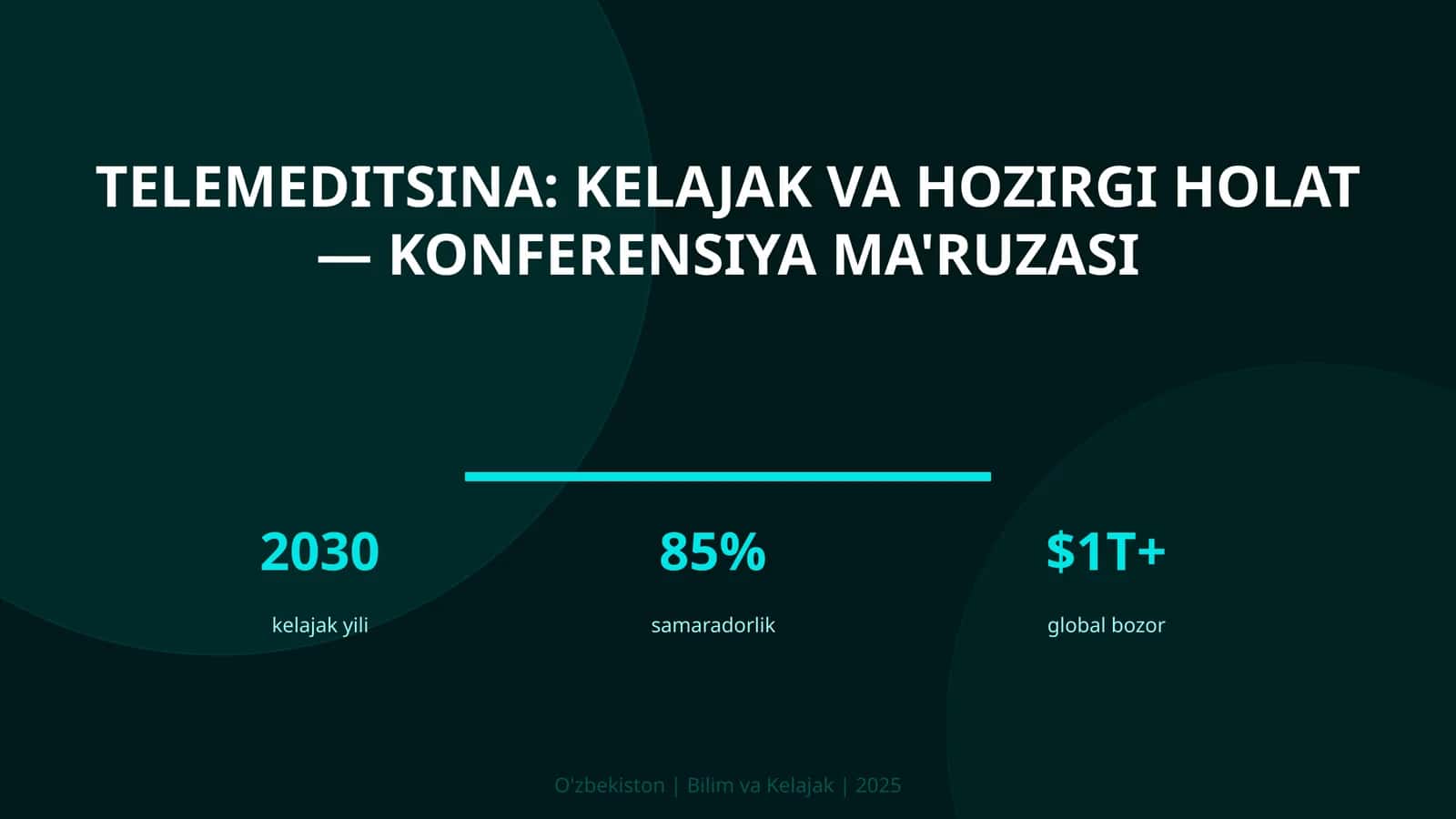 Telemeditsina: kelajak va hozirgi holat — konferensiya ma'ruzasi 1