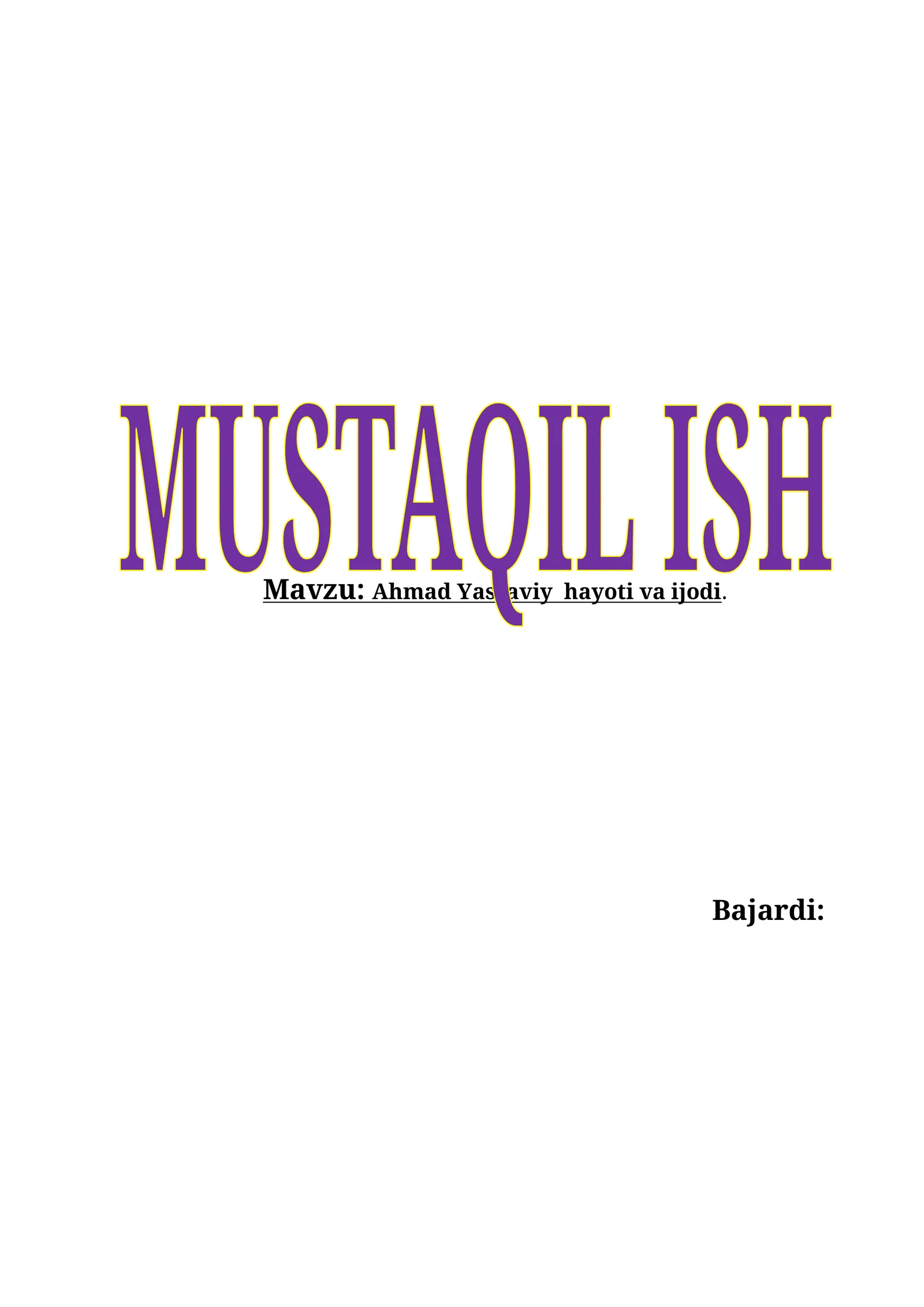 Ahmad Yassaviy hayoti va ijodi 1