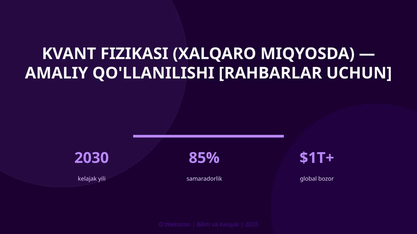KVANT FIZIKASI (XALQARO MIQYOSDA) — AMALIY QO'LLANILISHI [RAHBARLAR UCHUN] 1