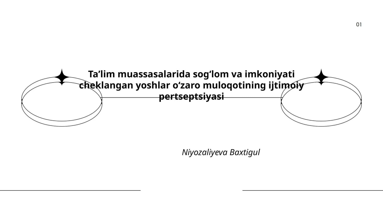 Taʼlim muassasalarida sogʻlom va imkoniyati cheklangan yoshlar oʻzaro muloqotining ijtimoiy pertseptsiyasi 1