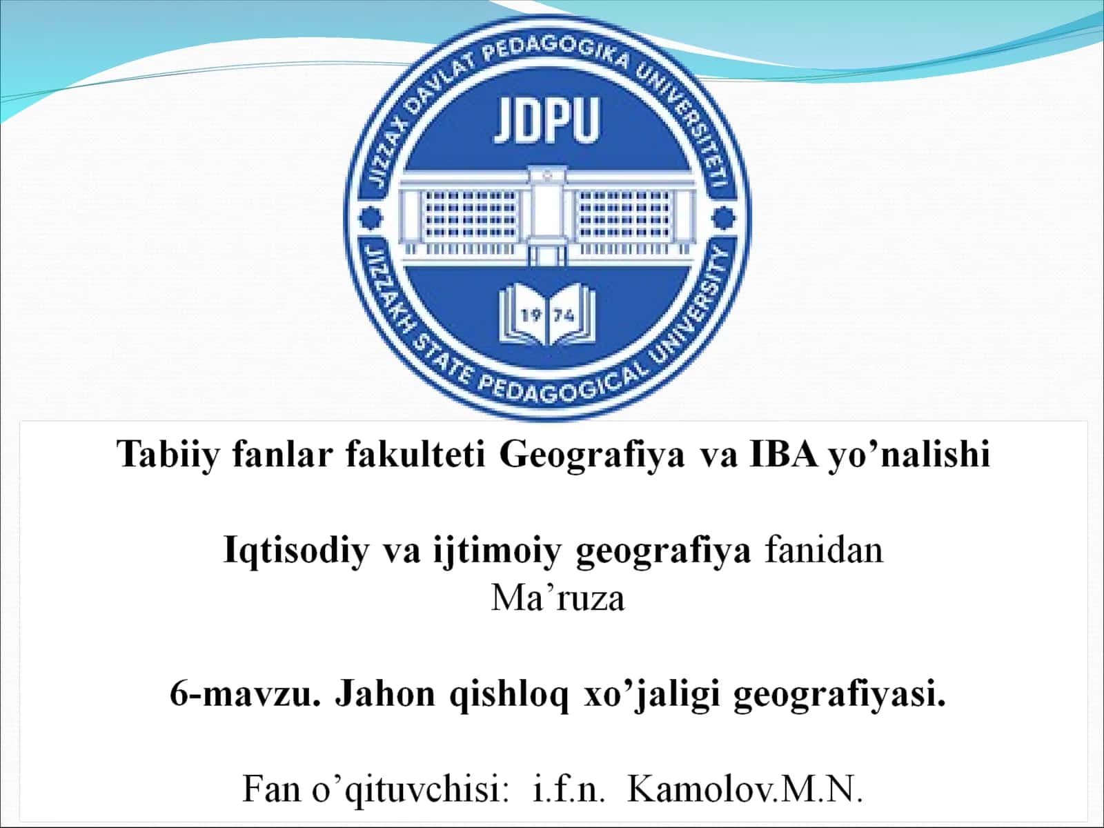 Jahon qishloq xo’jaligi geografiyasi 1