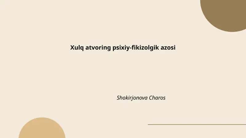 Xulq atvoring psixiy-fikizolgik azosi 1