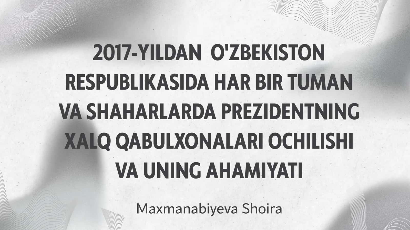 Shavkat Mirziyoyev har bir tuman va shaharda prezidentning xalq qabulxonasini ochish tog'risidagi farmoni 1