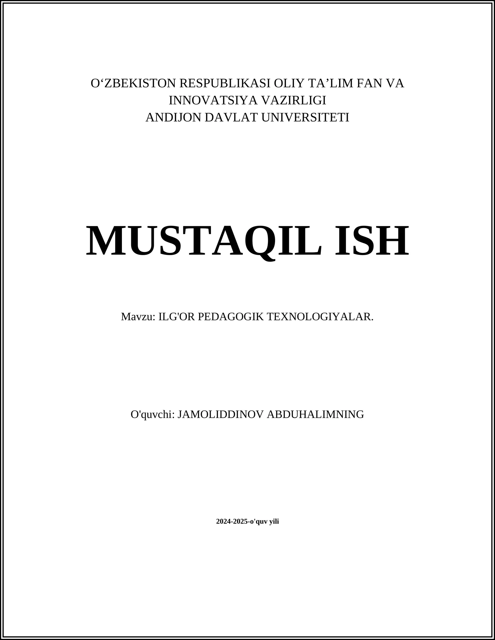 ILG'OR PEDAGOGIK TEXNOLOGIYALAR 1