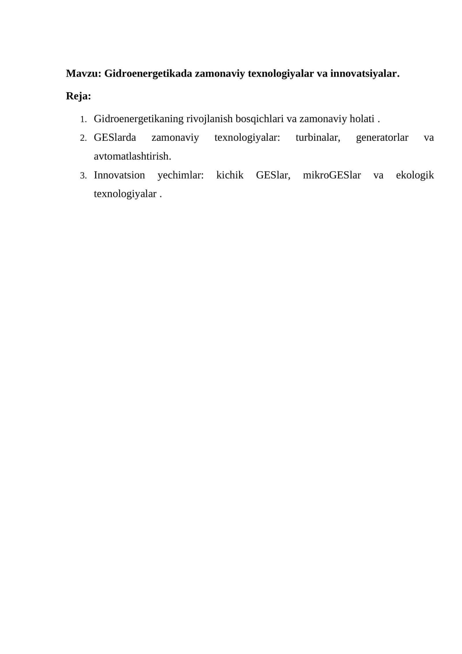 Gidroenergetikada zamonaviy texnologiyalar va innovatsiyalar 1
