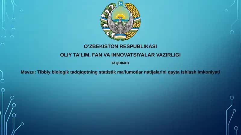 OʻZBEKISTON RESPUBLIKASI OLIY TA’LIM, FAN VA INNOVATSIYALAR VAZIRLIGI TAQDIMOT 1