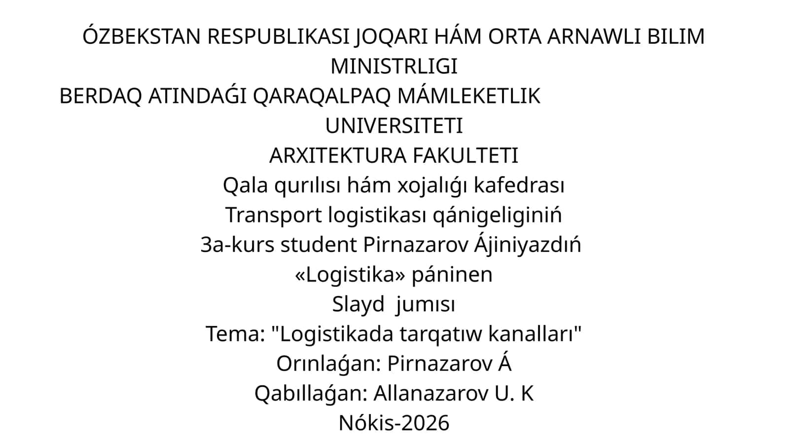Logistikada tarqatıw kanalları 1