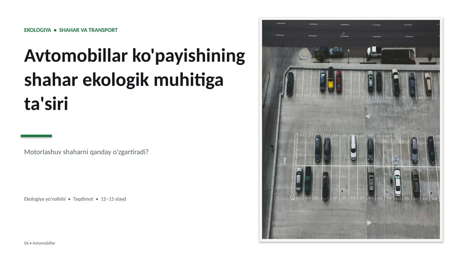 Ekologiya va avtomobillar 1
