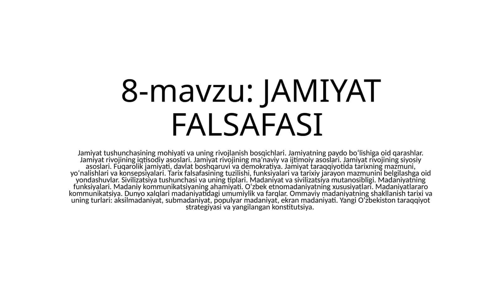 JAMIYAT FALSAFASI 1