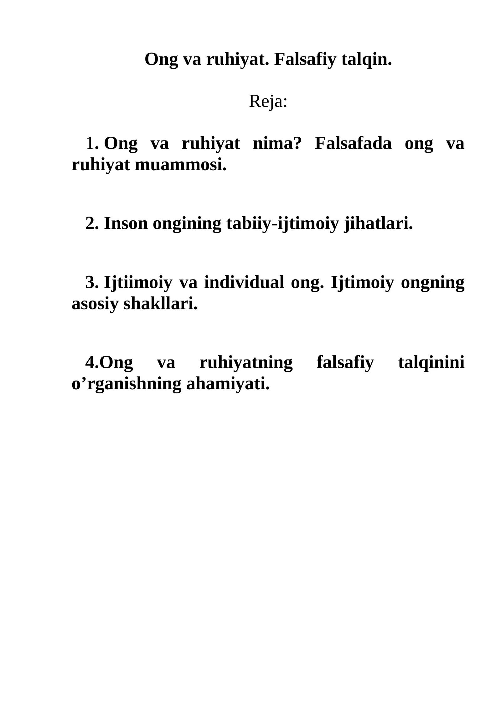 Ong va ruhiyat. Falsafiy talqin 1