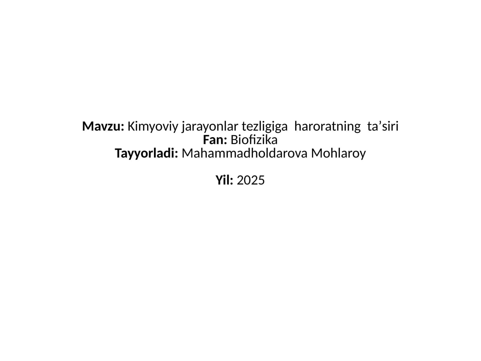 Kimyoviy jarayonlar tezligi va haroratning taʼsiri 1
