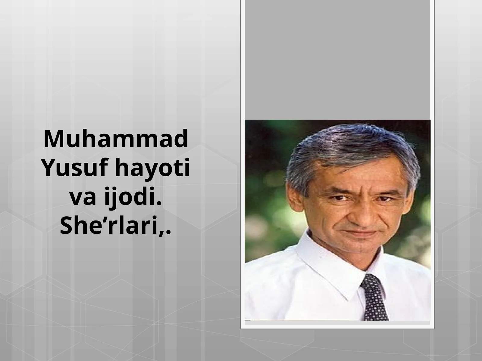 Muhammad Yusuf hayoti va ijodi. She’rlari 1