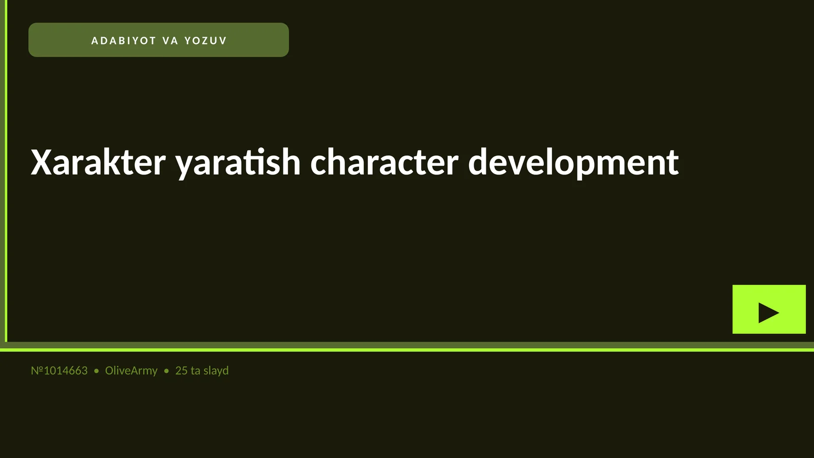 Xarakter yaratish character development 1
