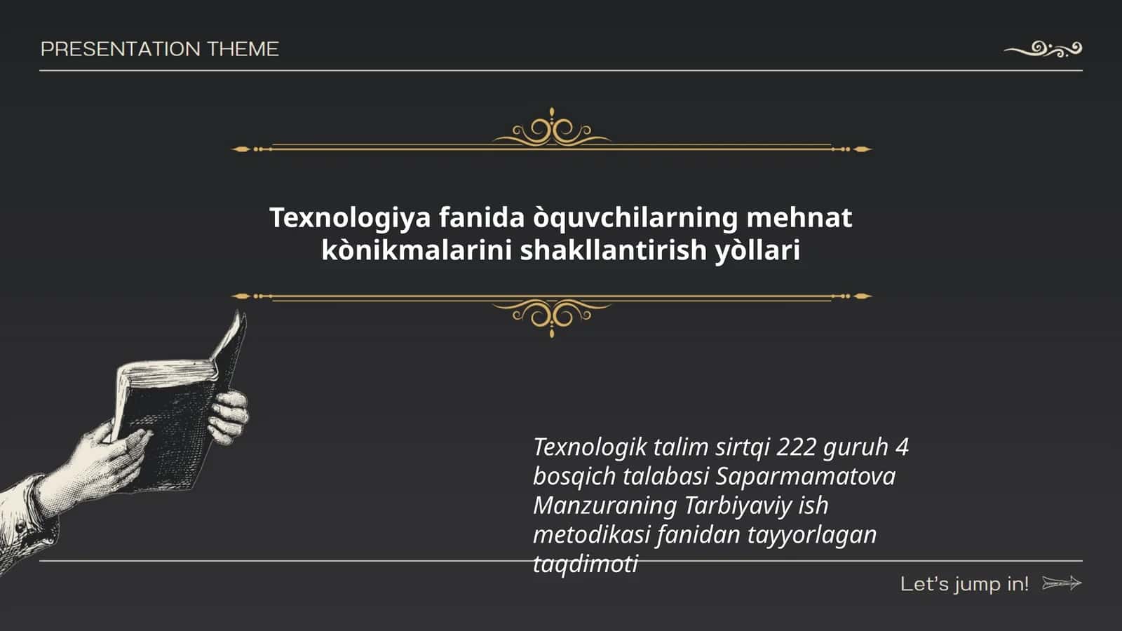Saparmamatova Manzuraning Tarbiyaviy ish metodikasi 1