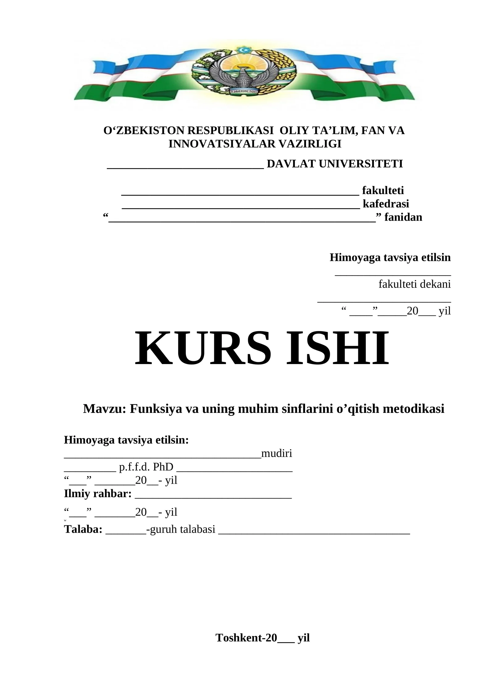 Funksiya va uning muhim sinflarini o’qitish metodikasi 1