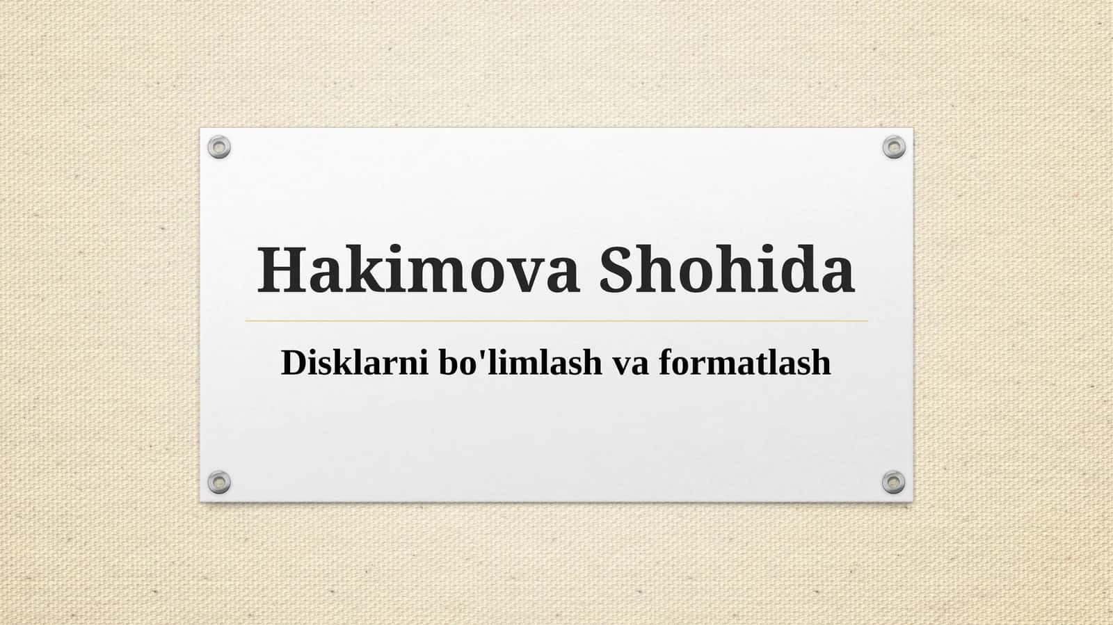 Disklarnibo'limlashvaformatlash 1