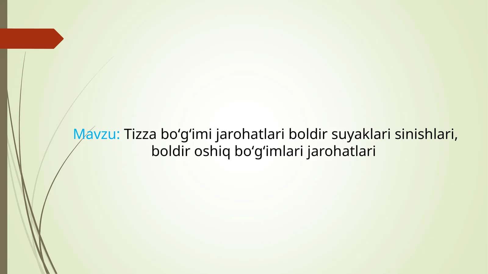 Tizza boʻgʻimi jarohatlari boldir suyaklari sinishlari, boldir oshiq boʻgʻimlari jarohatlari 1