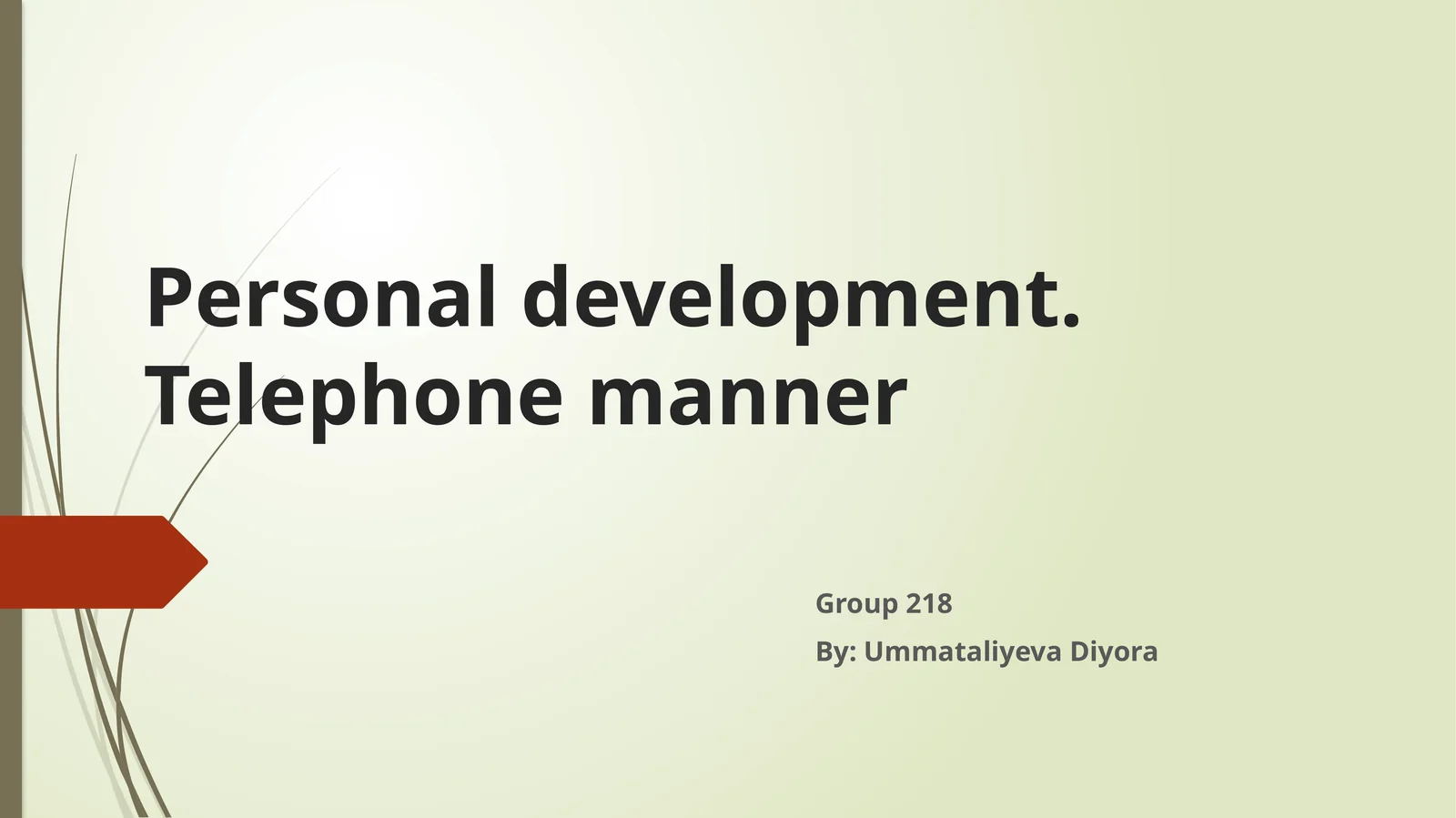 Personal development. Telephone manner 1