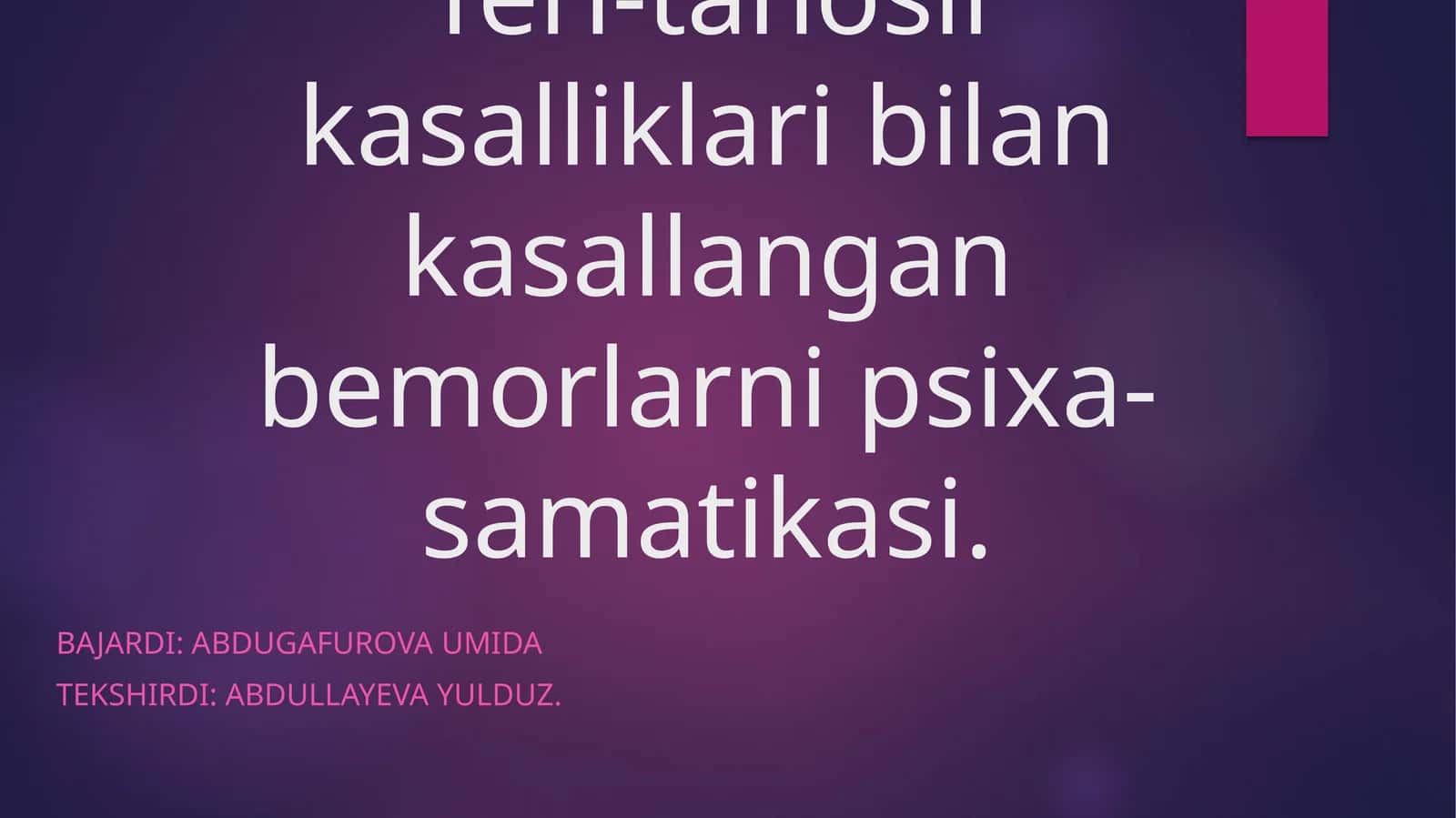 Teri-tanosil kasalliklari bilan kasallangan bemorlarni psixa-samatikasi 1