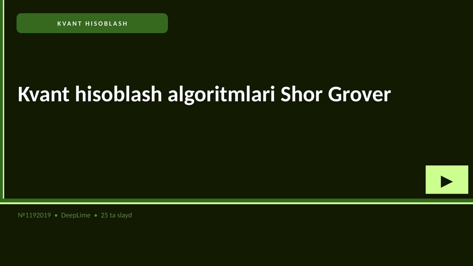 Kvant hisoblash algoritmlari Shor Grover 1