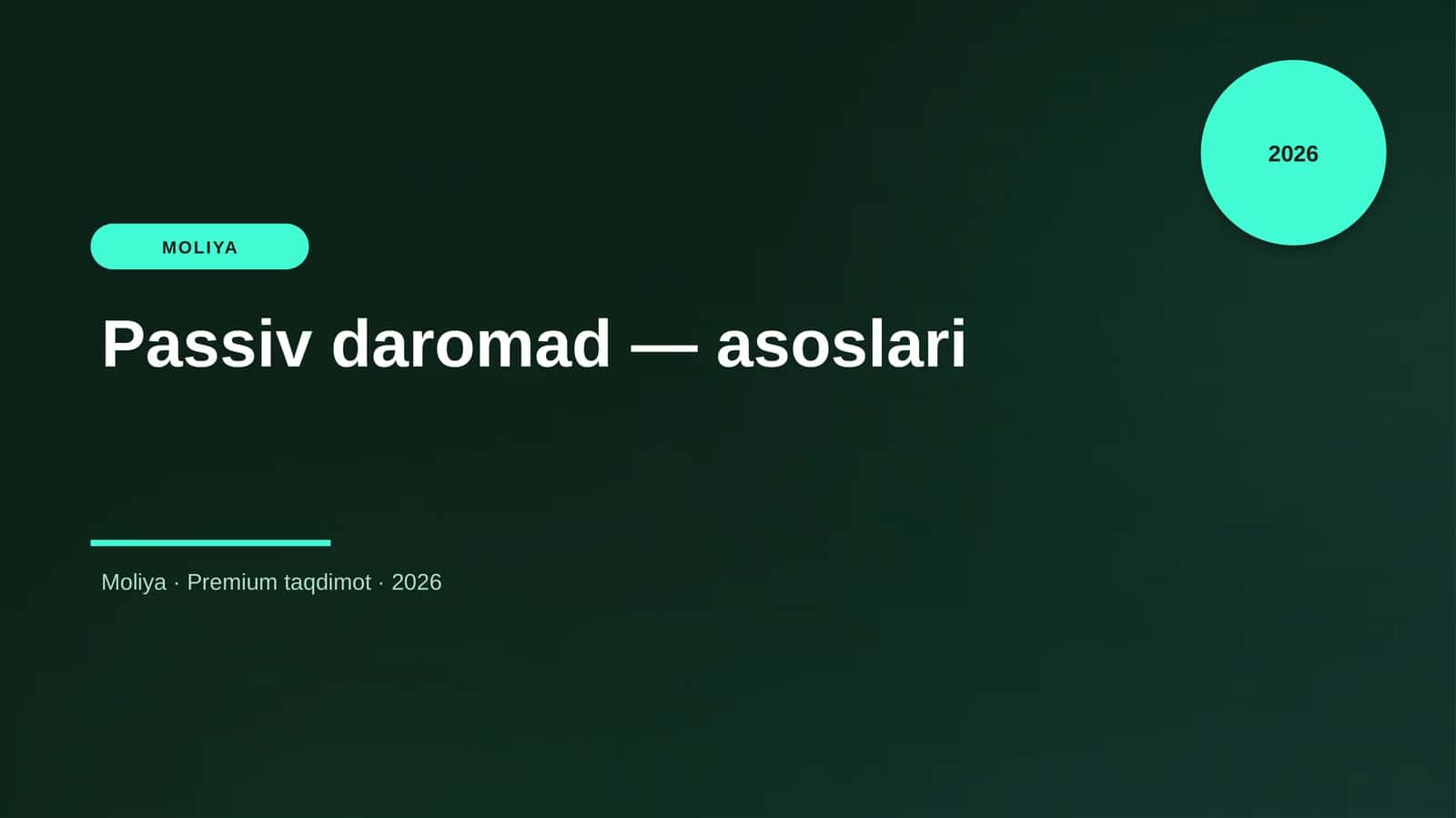 Passiv daromad — asoslari 1