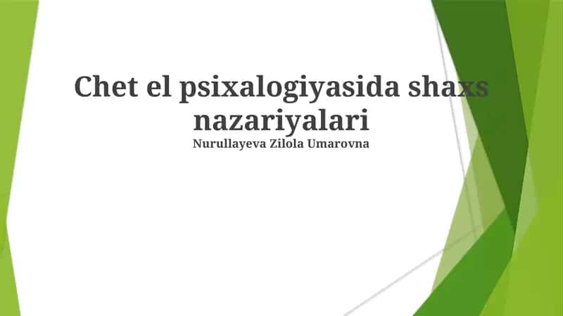 Shaxsiyat Nazariyalari 1