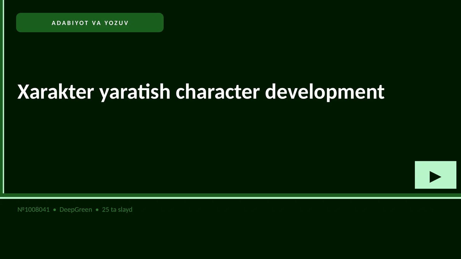 Xarakter yaratish character development 1