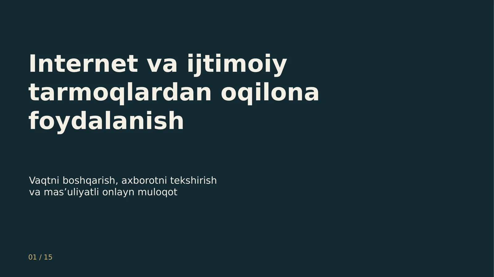 Internet va ijtimoiy tarmoqlardan oqilona foydalanish 1