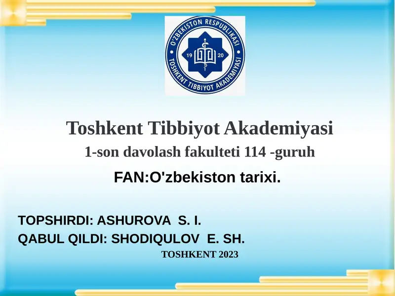 O'zbekiston Tarixi 1