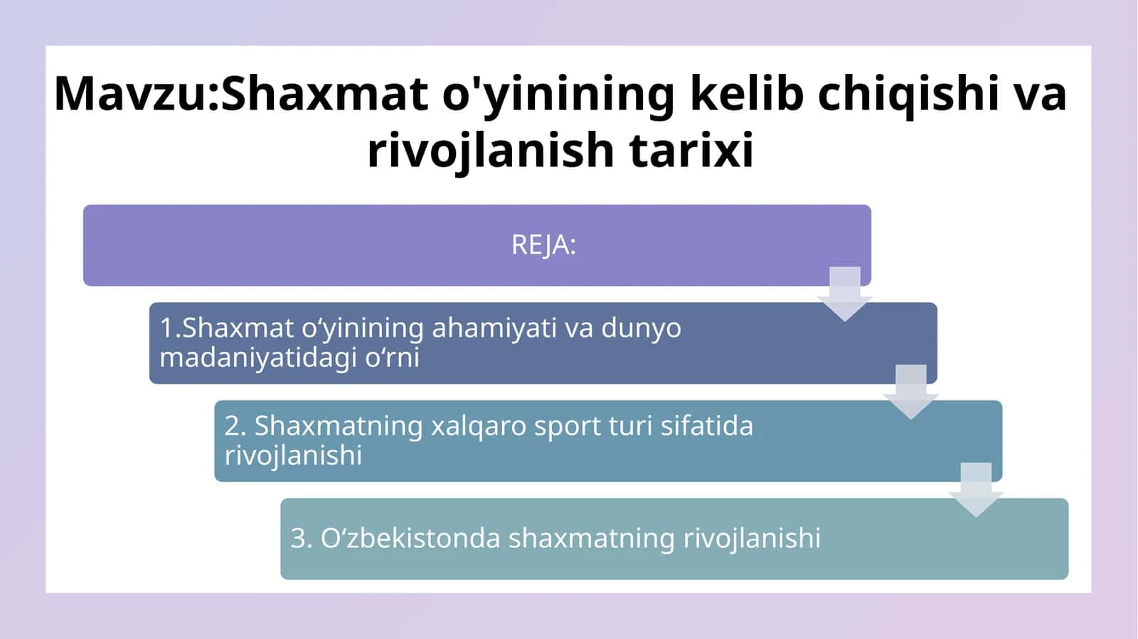 Shaxmat o'yinining kelib chiqishi va rivojlanish tarixi 1