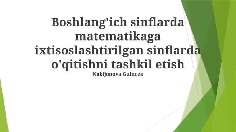 Boshlang'ich sinflarda matematikaga ixtisoslashtirilgan sinflarda o'qitishni tashkil etish 1