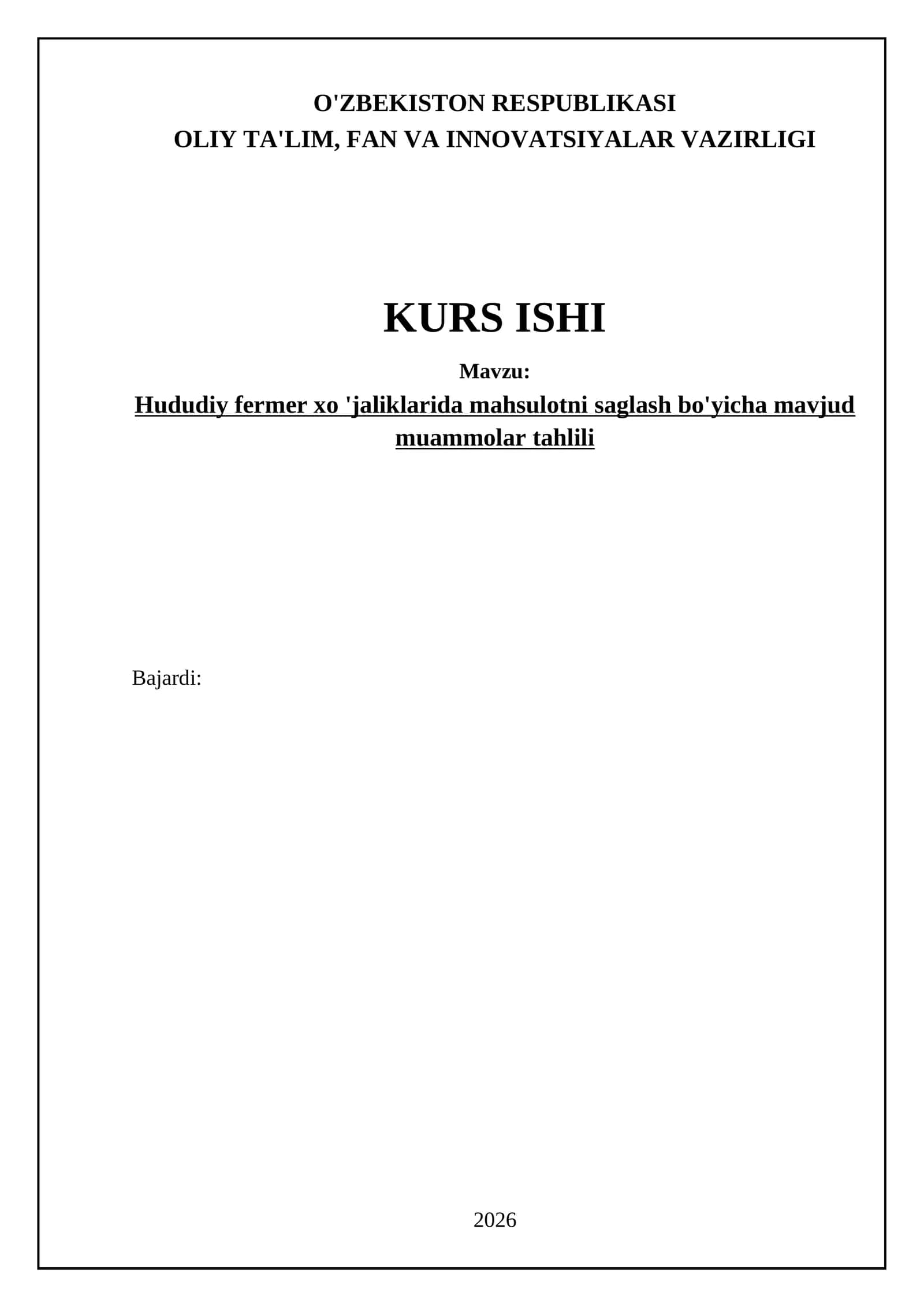 Hududiy fermer xo'jaliklarida mahsulotni saglash bo'yicha mavjud muammolar tahlili 1