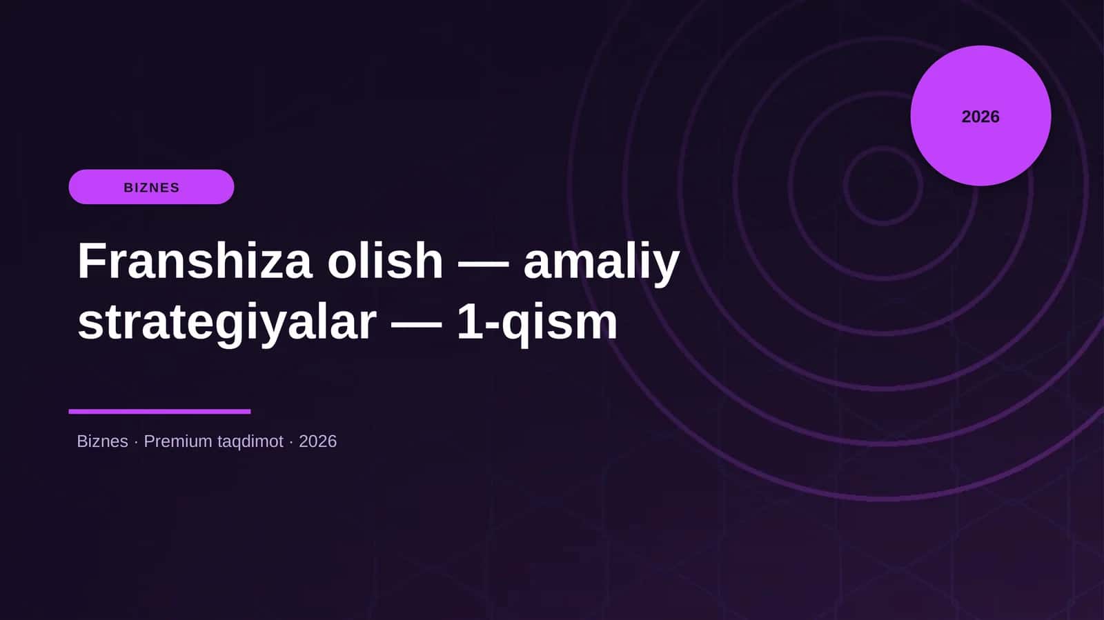 Franshiza olish — amaliy strategiyalar — 1-qism 1