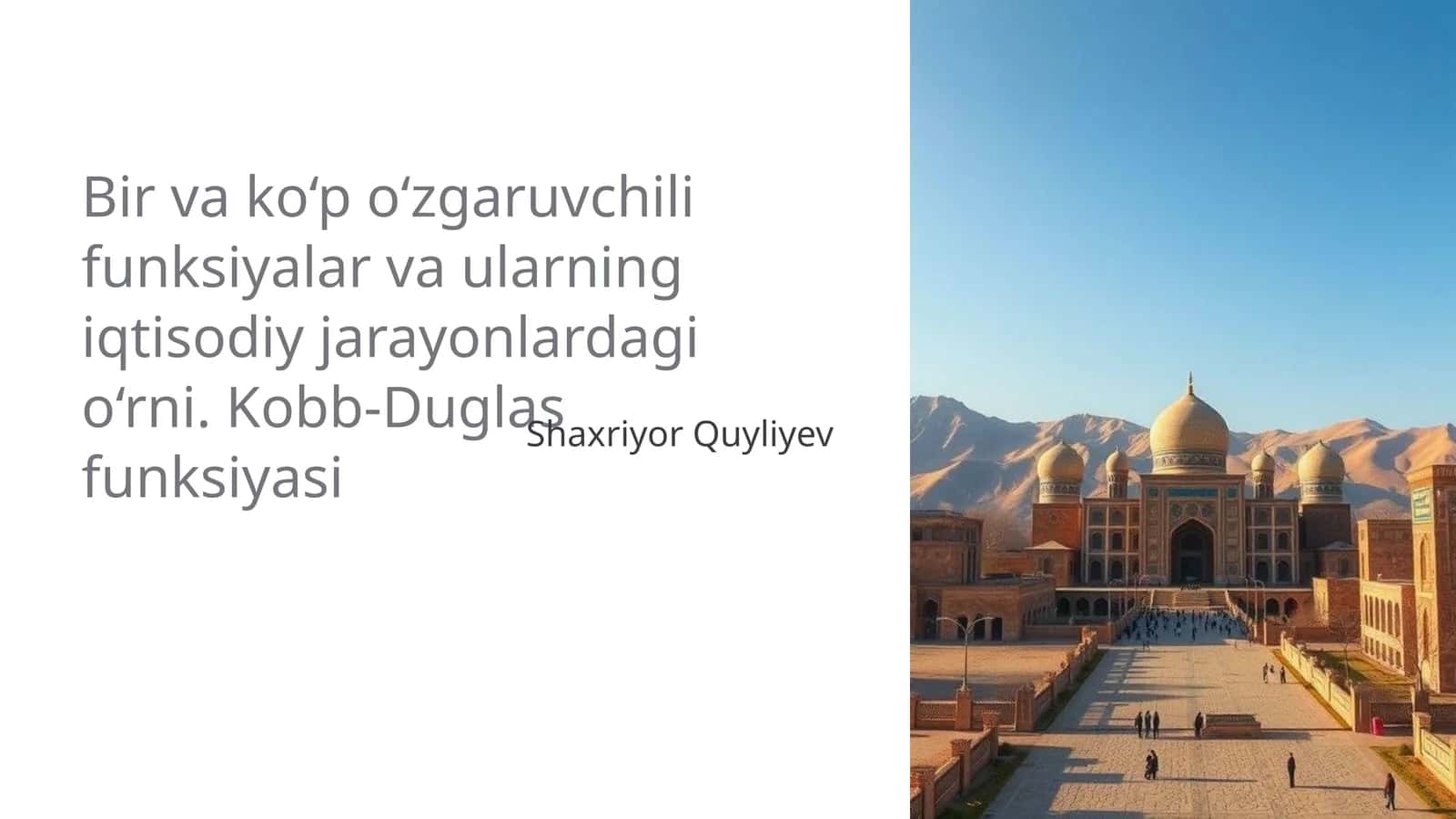 Bir va ko‘p o‘zgaruvchili funksiyalar va ularning iqtisodiy jarayonlardagi o‘rni 1
