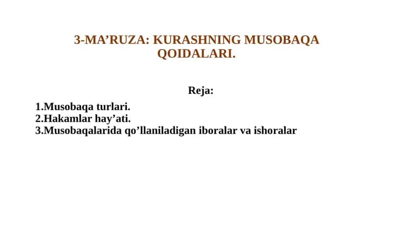 KURASHNING MUSOBAQA QOIDALARI 1