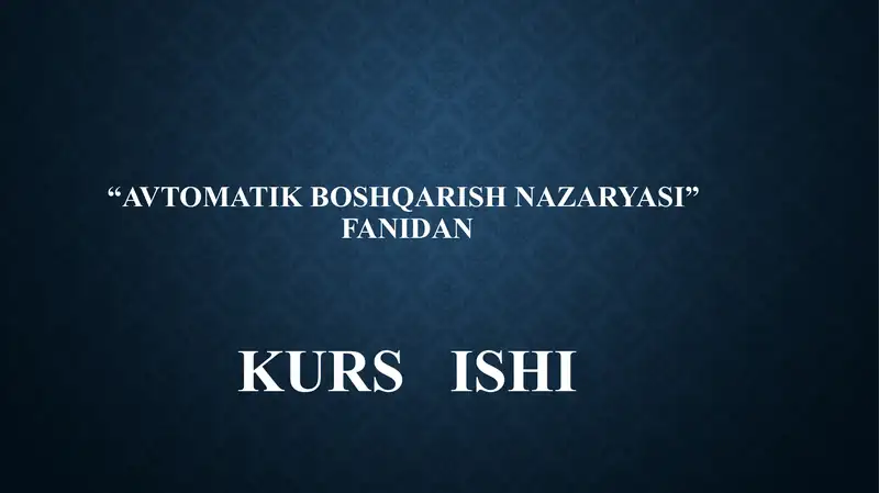 Avtomatik boshqarish nazaryasi