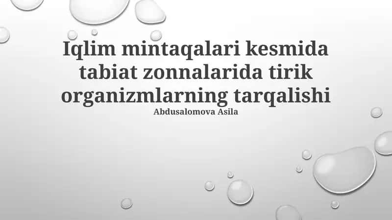 Iqlim mintaqalari kesmida tabiat zonnalarida tirik organizmlarning tarqalishi 1