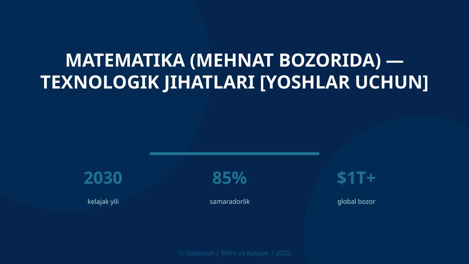 Matematika (mehnat bozorida) — texnologik jihatlari [yoshlar uchun] 1
