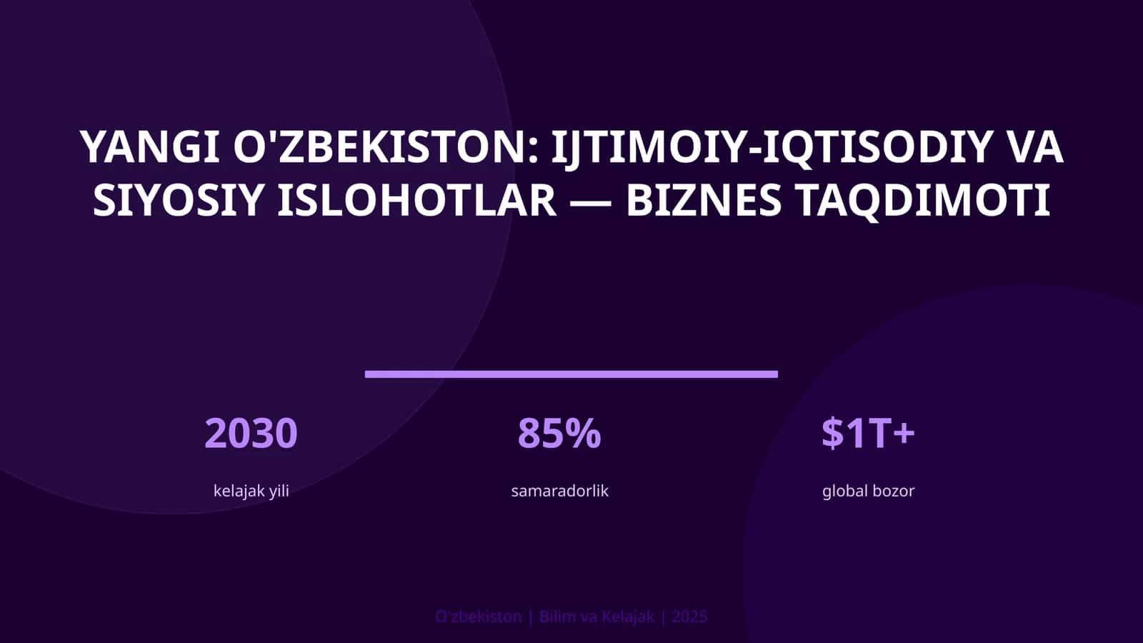 Yangi O'zbekiston: ijtimoiy-iqtisodiy va siyosiy islohotlar — biznes taqdimoti 1