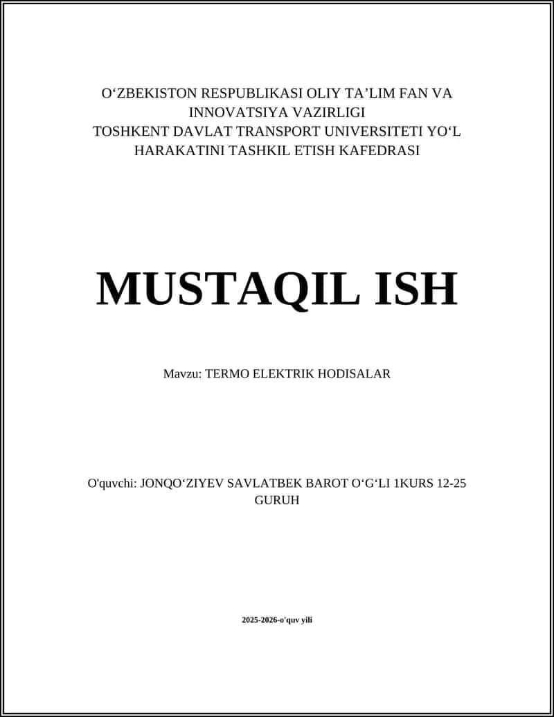 TERMO ELEKTRIK HODISALAR 1